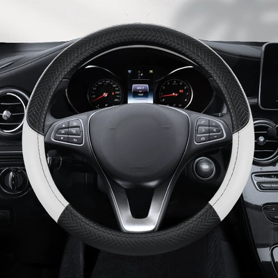 Steering wheel cover non-slip breathable sweat-absorbent handle cover cross-border - embossing-black-and-white-round-38cm