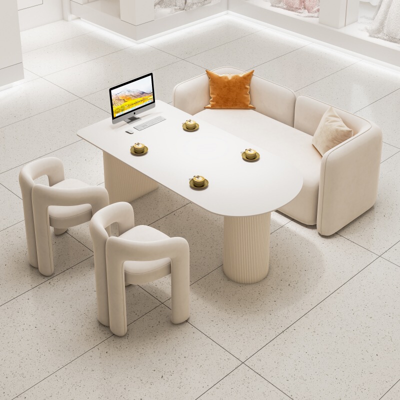 Cream Style Beauty Salon Reception Sofa Table and Chair Light Luxury Style Nail Art Shop Rest Area Film Studio Bridal Shop Reception Sofa