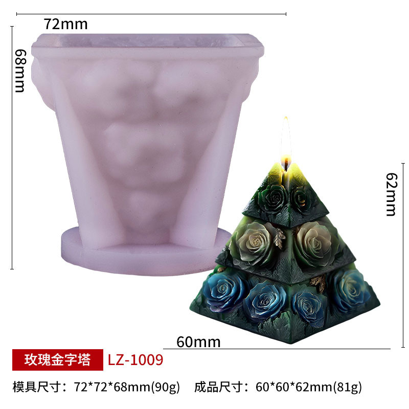 Sanxin ローズピラミッド香りキャンドルシリコーン型 DIY ローズレリーフ装飾品ゴールデンレタークリエイティブディフューザーストーン|undefined