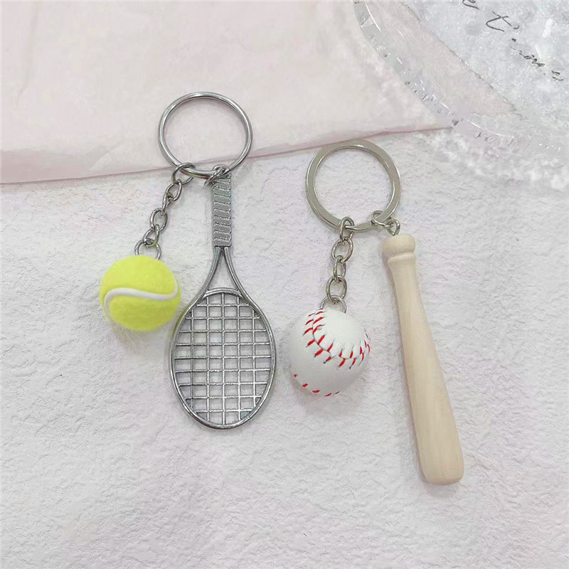 20g Weight Keychain Classification Daily, Sports Occasion Pu Leather Material Baseball, Tennis Racket Pattern Unisex Gender Simple Style Style Simple Style Baseball Tennis Racket Pu Leather Unisex Keychain 5