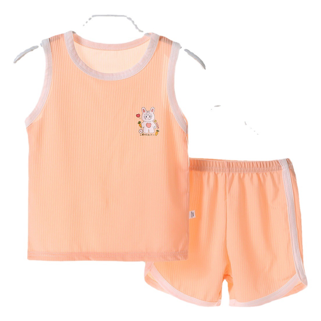 Chaleco versátil de verano para niñas, ropa de seda helada, pantalones cortos sin mangas para bebés, ropa infantil, estilo veraniego, traje infantil, estilo deportivo