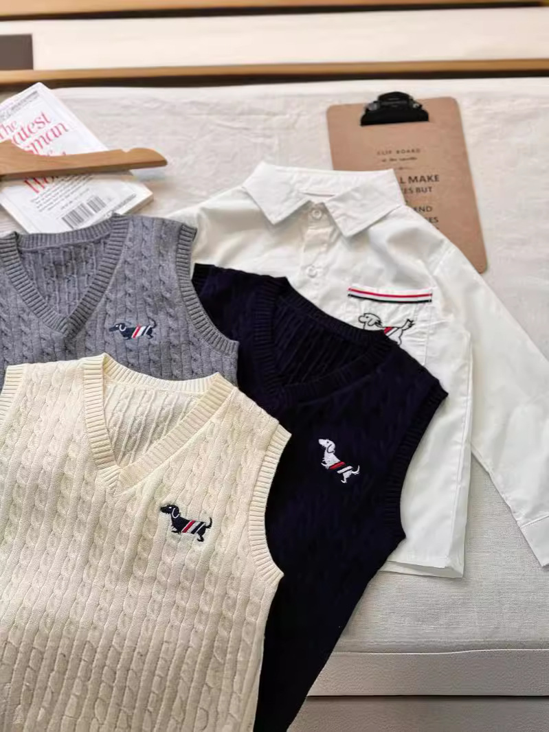 Japanese children's woolen knitted cotton vest for boys