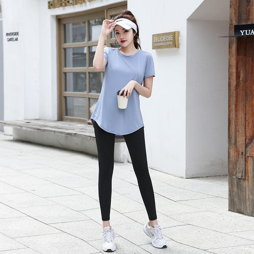 Women's plus size yoga wear summer thin short-sleeved sports T-shirt professional running quick-drying fitness top
