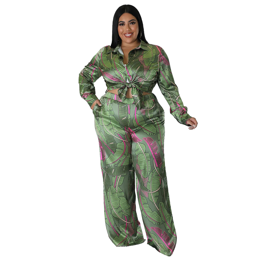 Daily Retro Printing Spandex Polyester Pants Sets Plus Size Two-piece Sets display picture 7