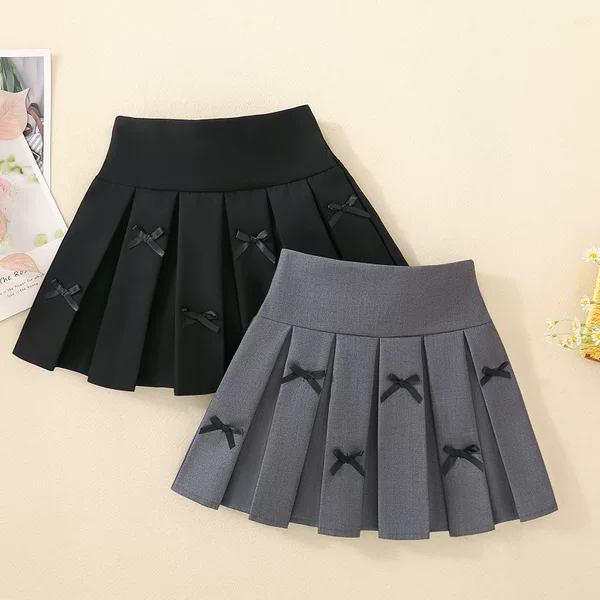 Girls' Solid Color Pleated Skirt Spring and Autumn 2026 Children's Versatile Short Skirt for Older Kids in School Style
