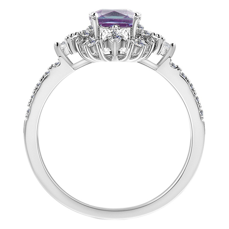 S925 silver trendy Alexandrite Alexandrite retro ethnic style flower ring jewelry