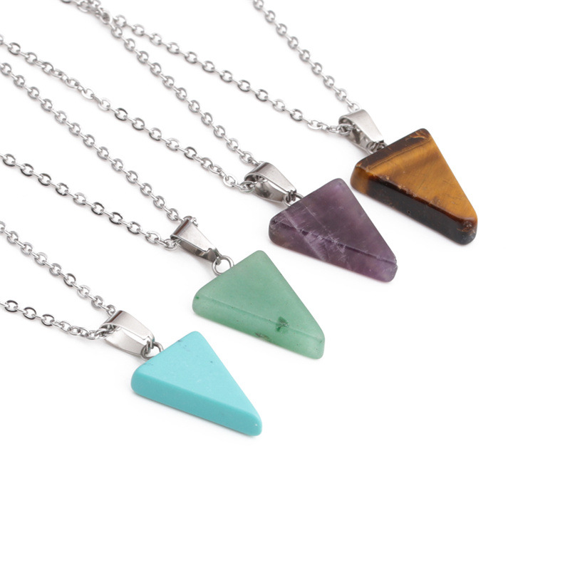 Fashion triangle semi-precious stainless steel necklace wholesale