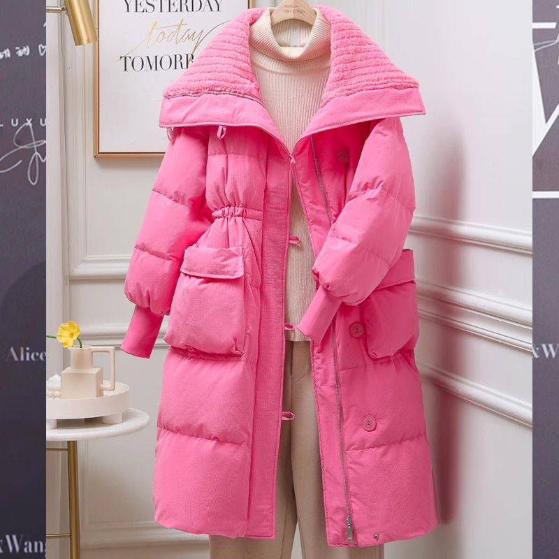 Cappotto lungo donna invernale stile retro imbottito sotto ginocchio_voghion.com