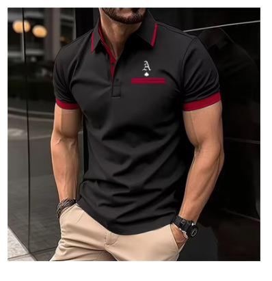 Men's Clothing Slim Fit Short Sleeve Shirt With Fashion Lapel - Breathable Cotton Blend Style T-Shirt_viptrois.com