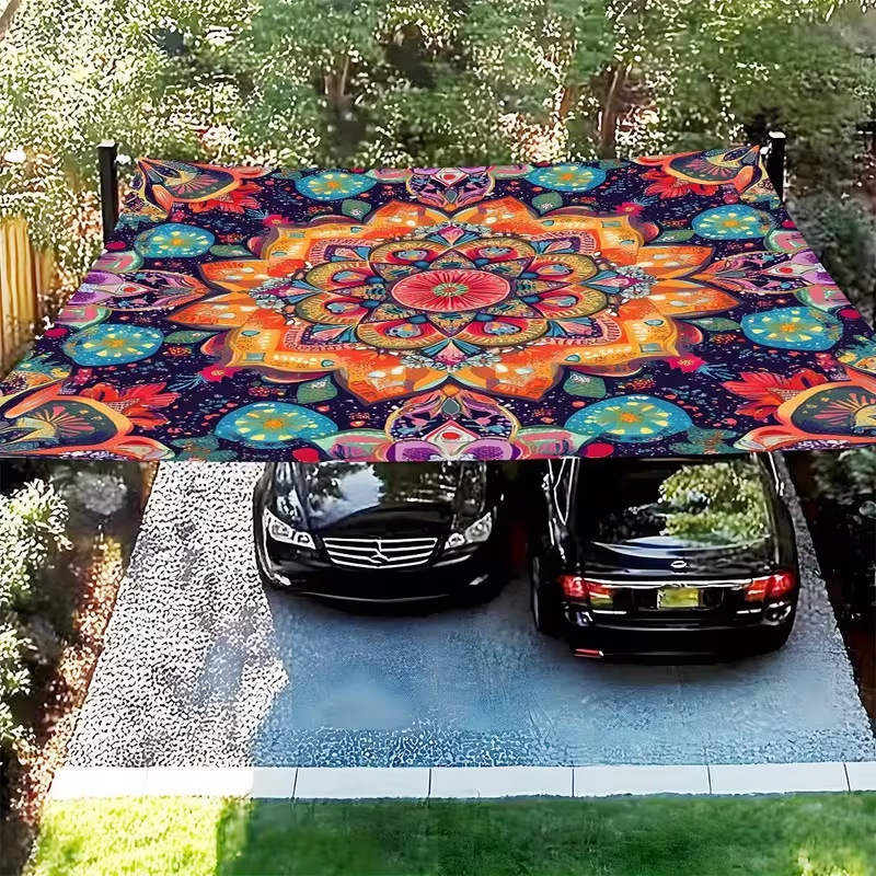 Cross-Border Jit Bohemian Mandala Floral Gradient Color Outdoor Sunshade Curtain Sunshade Cloth Canopy Factory Direct Sale