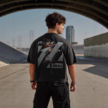 YOUNGLA联盟Attack on Titan男士超大T恤慢跑者运动健身纯棉短袖