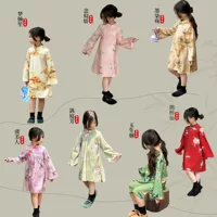 Новое платье Cheongsam в китайском стиле для девочек, осеннее платье с длинными рукавами 2024 года, детское свободное платье с длинными рукавами в древнем стиле династии Хань