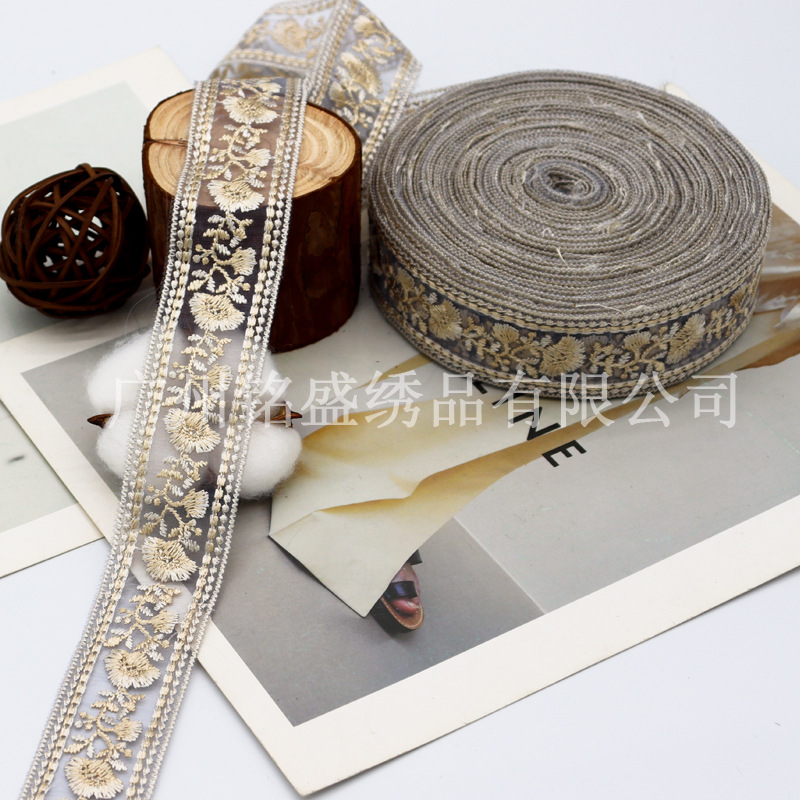 3CM民族風刺繍レース補助材料レース刺繍真珠リボン服装漢服バッグアクセサリーDIY卸売り