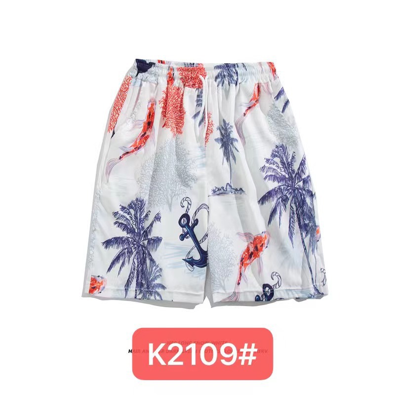 Pantalones de playa de los hombres retro de la pareja Vacaciones de aguas termales anti-vergüenza quinto pantalones ropa exterior pantalones cortos de playa de verano hombres