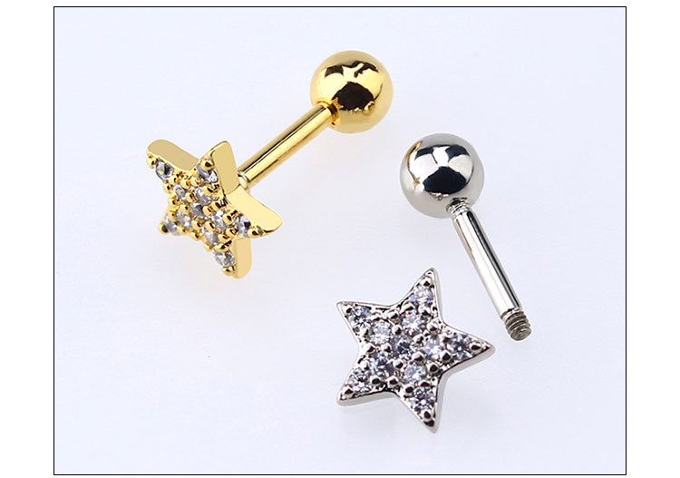 2g Weight Titanium Steel Ear Needle Material Ear Studs Classification 1 Piece Quantity 1 Piece Simple Style Star Moon Plating Copper Ear Studs