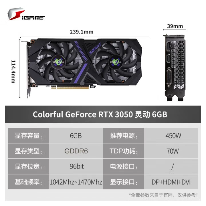 Красочный iGame RTX3050-6G гибкий и подходит для киберспорта видеокарта с независимой графикой