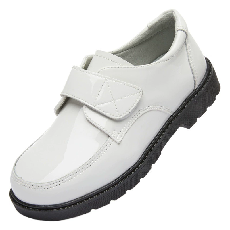 Прямые поставки с фабрики: белые кожаные туфли для мальчиков в британском стиле, черные детские белые туфли для выступлений, однотонные туфли в студенческом стиле, плоские туфли.