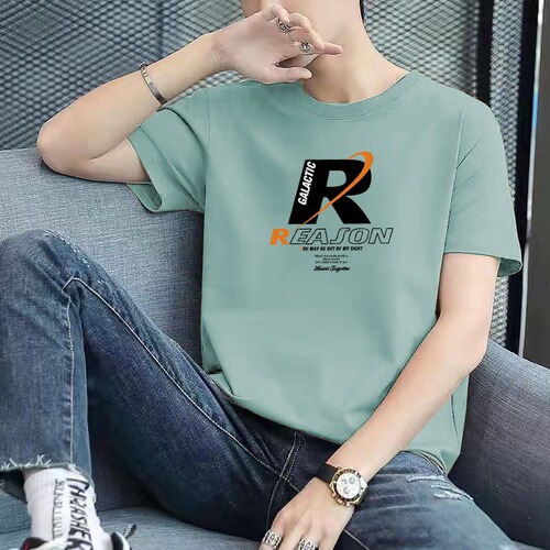 Summer new woodpecker fashion brand short-sleeved t-shirt men's trend five-quarter sleeve t-shirt pure cotton bottomed shirt top clothes