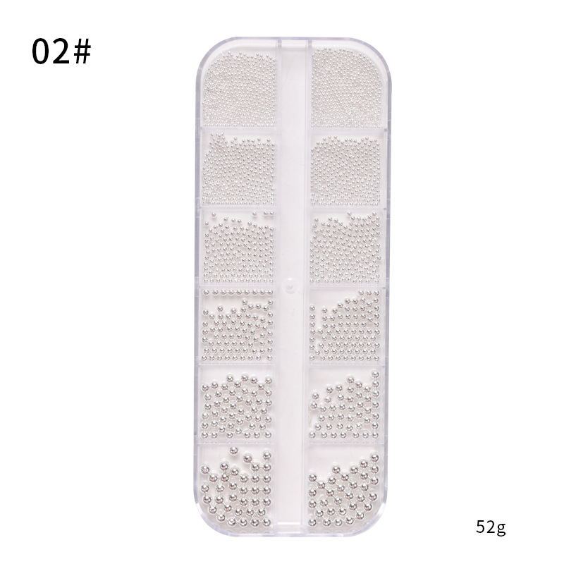 Transfronterizo manicura 12-grid larga caja bola de acero oro plata oro rosa tamaño mezclado metal bola de acero joyería