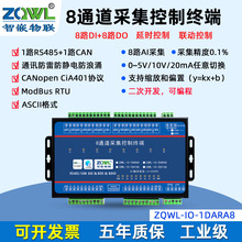 智嵌物联8路串口控制继电器板RS485延时断电0-10V/20mA模拟量采集