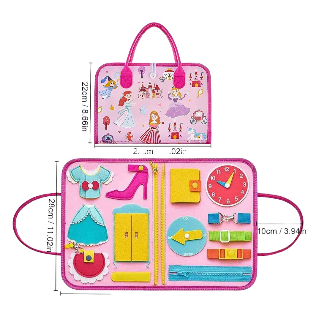Cross-border Pink Princess DIY juguetes educativos para niños de educación temprana tablero ocupado tablero de aprendizaje de fieltro Montessori Junta de Educación Temprana conjunto