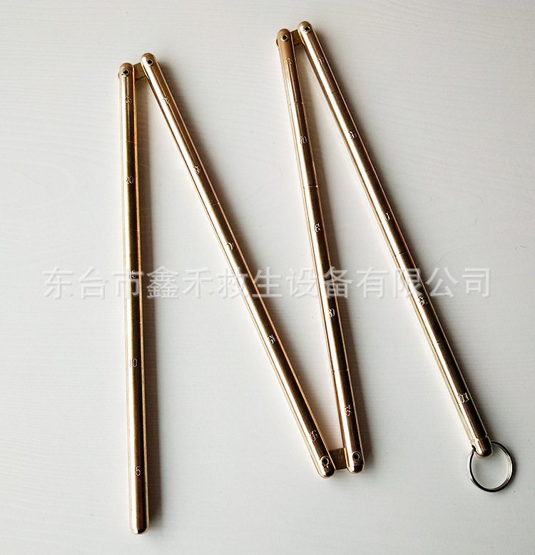 船用量具铜测深杆123米铜测深尺量水尺折叠测深杆370306 铜折尺