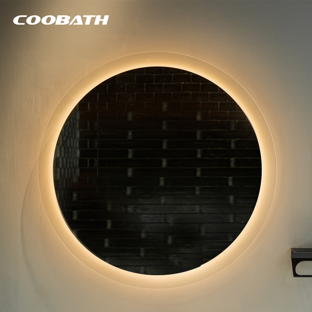 Round Mirror Wall-Mounted Smart Bathroom Mirror Bathroom with Light Led Touch Screen Sensor Anti-Fog Luminous Wall-Mounted Mirror