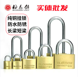 Plum Blossom Lock Anti-theft Pure Copper Padlock Waterproof Rust-proof Long Beam Short Beam Padlock Home Student Drawer Cabinet Small Lock Head