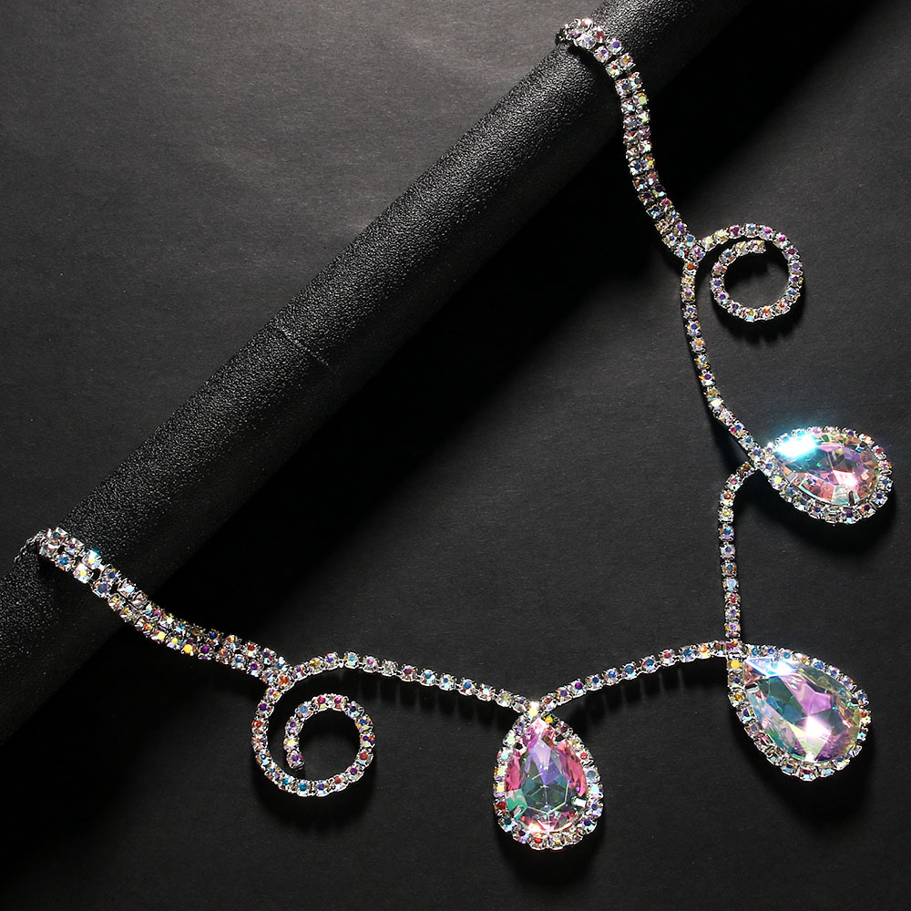 Bohemia gota de agua tocado Europa y América rhinestone cuerda elástica frente joyería femenina headwear