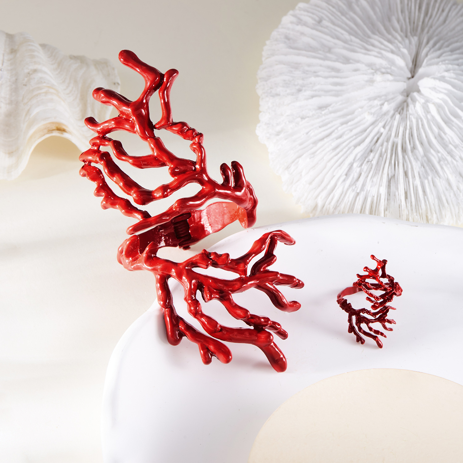 11g Weight Jewelry Set Classification 1 Set Quantity Holiday, Daily, Street Occasion Alloy, Resin Material Coral Pattern Unisex Gender Stoving Varnish Design Lady Style Lady Coral Alloy Resin Stoving Varnish Unisex Jewelry Set 3