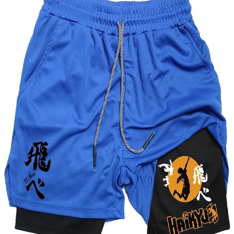 Anime Haikei Shorts Quick Dry Fitness Performance Male Shorts Sports Workout Training Bodybuilding Volleyball Gym Shorts
