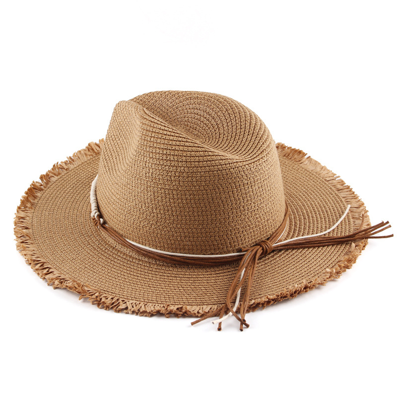Verano nuevo comercio exterior transfronterizo de las mujeres sombrero de panamá borla original sombrero de paja sombrero de moda británica al por mayor