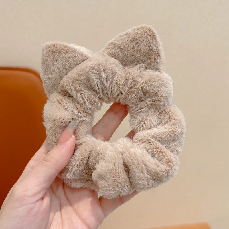 儿童可爱猫耳朵大肠发圈秋冬新款发绳小女孩毛绒头绳公主宝宝头饰|undefined