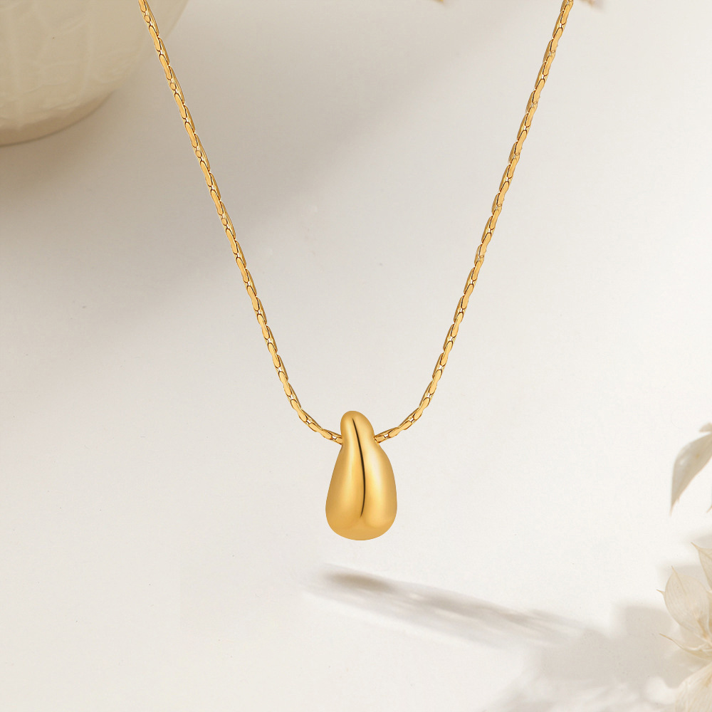 New Fashion Korean-Style Ins Niche Water Drop Necklace for Women, Simple and Unique Gold-Plated Titanium Steel High-End Clavicle Chain Trend