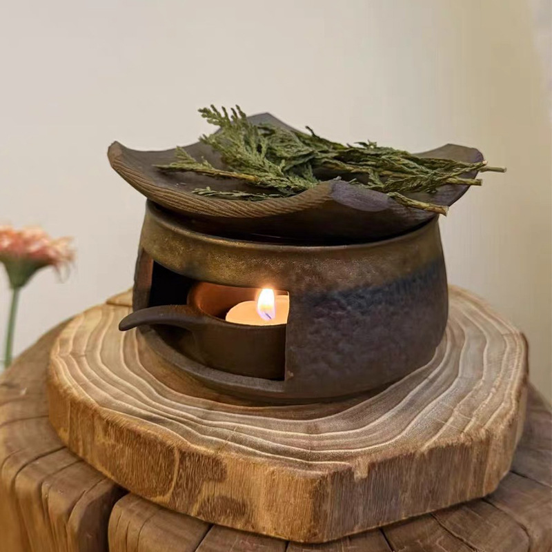 日式粗陶焙茶炉家用茶叶提香炉蜡烛加热烤茶炉可干烧醒茶炉熏香炉