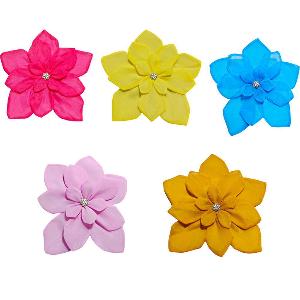 外贸热卖现货多色欧根纱多层立体大花服装辅料diy装饰花补丁贴