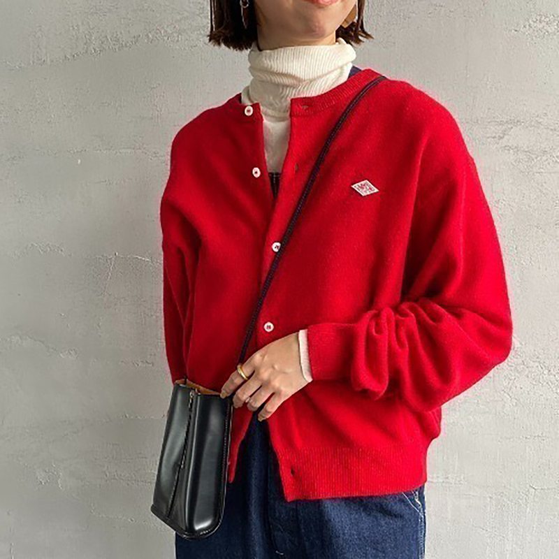 1 Piece Free Shipping 25 Autumn New Style Japanese Style Danton Diamond Embroider Simple Round Neck Cardigan Sweater Jacket