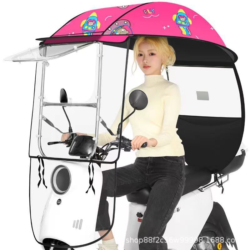 Electric Bicycle Rain, Elektromobil üçün ön şüşə çətiri (günlük) - small-push-window-built-in-sliding-with-side-block-little-girl