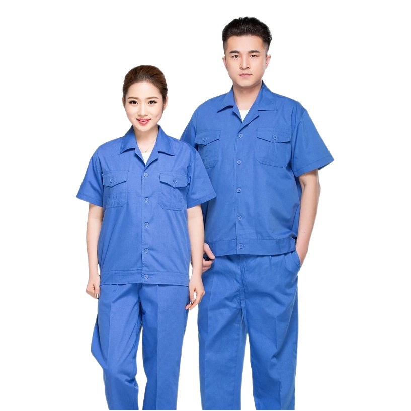 Ropa de trabajo de manga corta de verano, ropa de seguro laboral, poliéster, algodón, transpirable, absorbente de sudor, ropa de trabajo de taller, ropa de trabajo delgada, ropa de fábrica, secado rápido