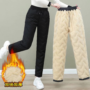 Cotton Pants Women's Winter fleece-lined Thickened Northeast Outer Wear Cold-proof Warm plus size Fashionable Women's Lamb Velvet Warm Pants