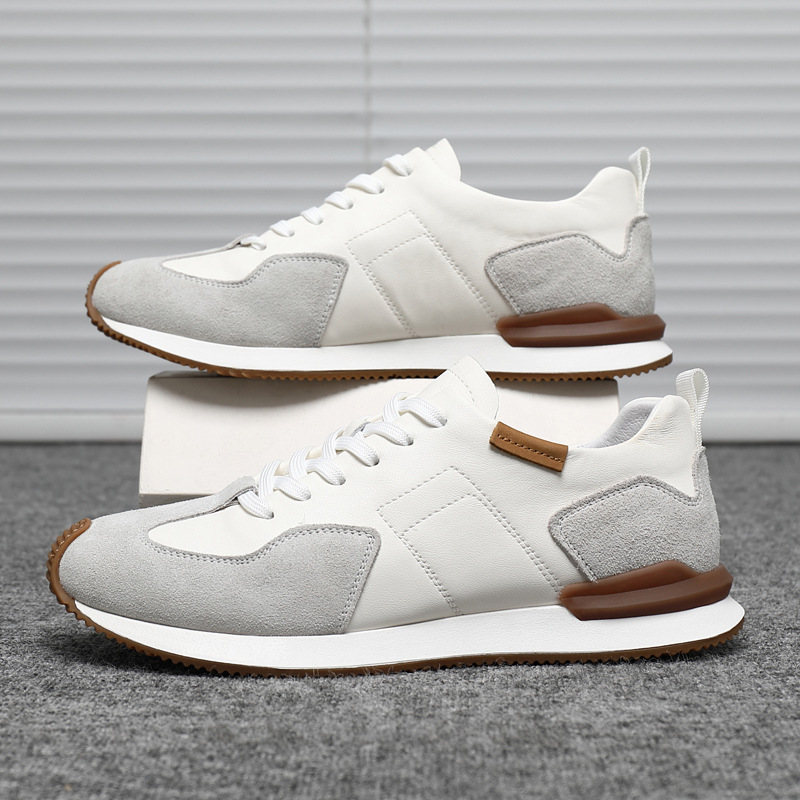 Men's Shoes 2024 New Breathable Versatile Casual Sneakers Fashion British White Shoes Genuine Leather Trendy Shoes
