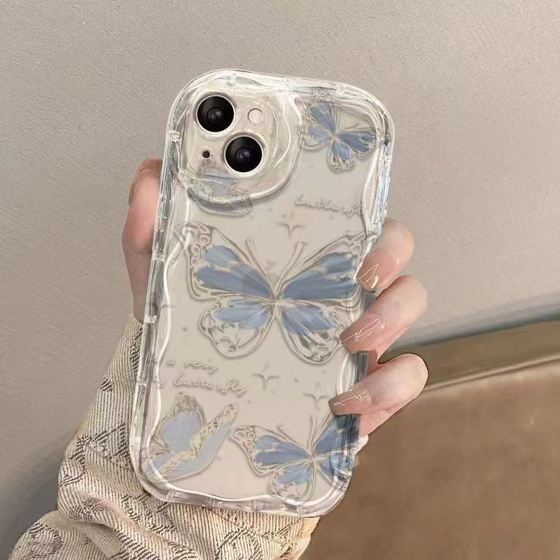 Crystal Butterfly para iphone16promax funda para teléfono móvil transparente Apple 15 anti-caída 14pro Japón y Corea 13/12