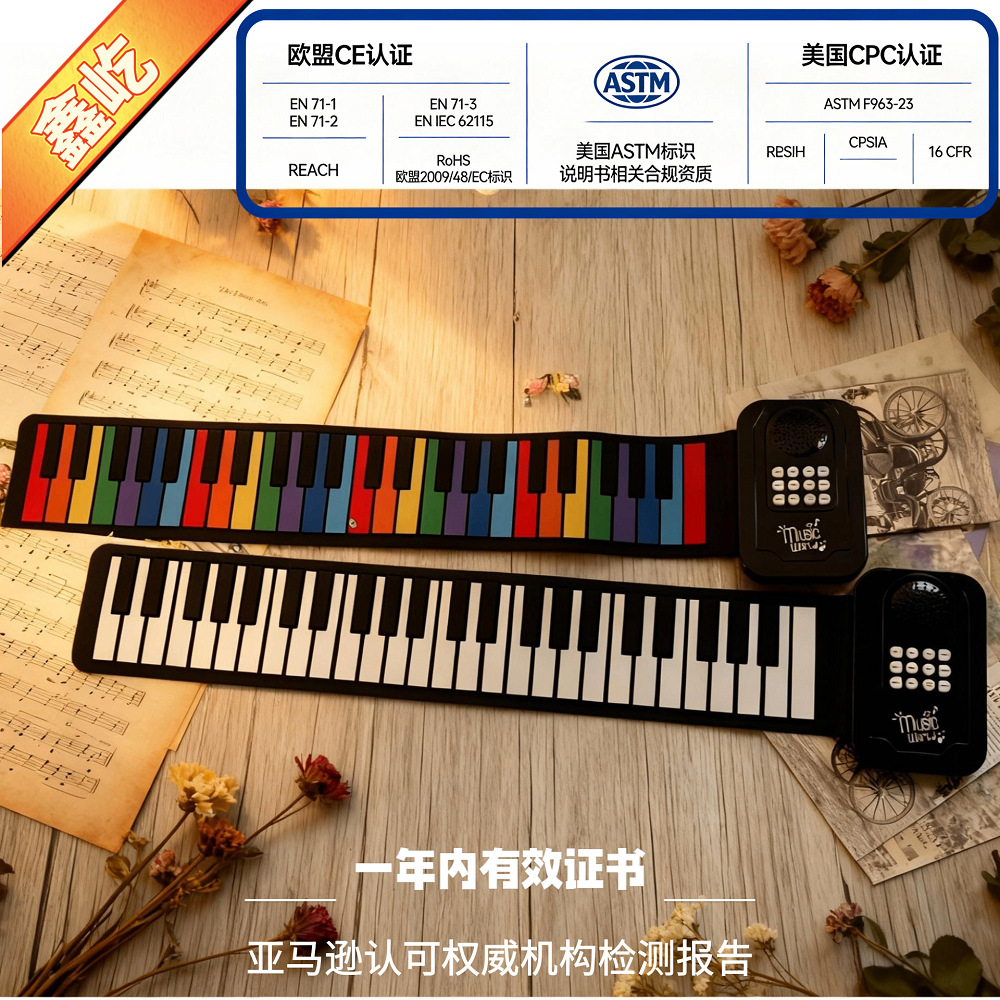 Flexible Foldable Hand-Rolled Piano Cross-Border 49-Key Rainbow Electronic Keyboard 3+ Environmentally Friendly Materials