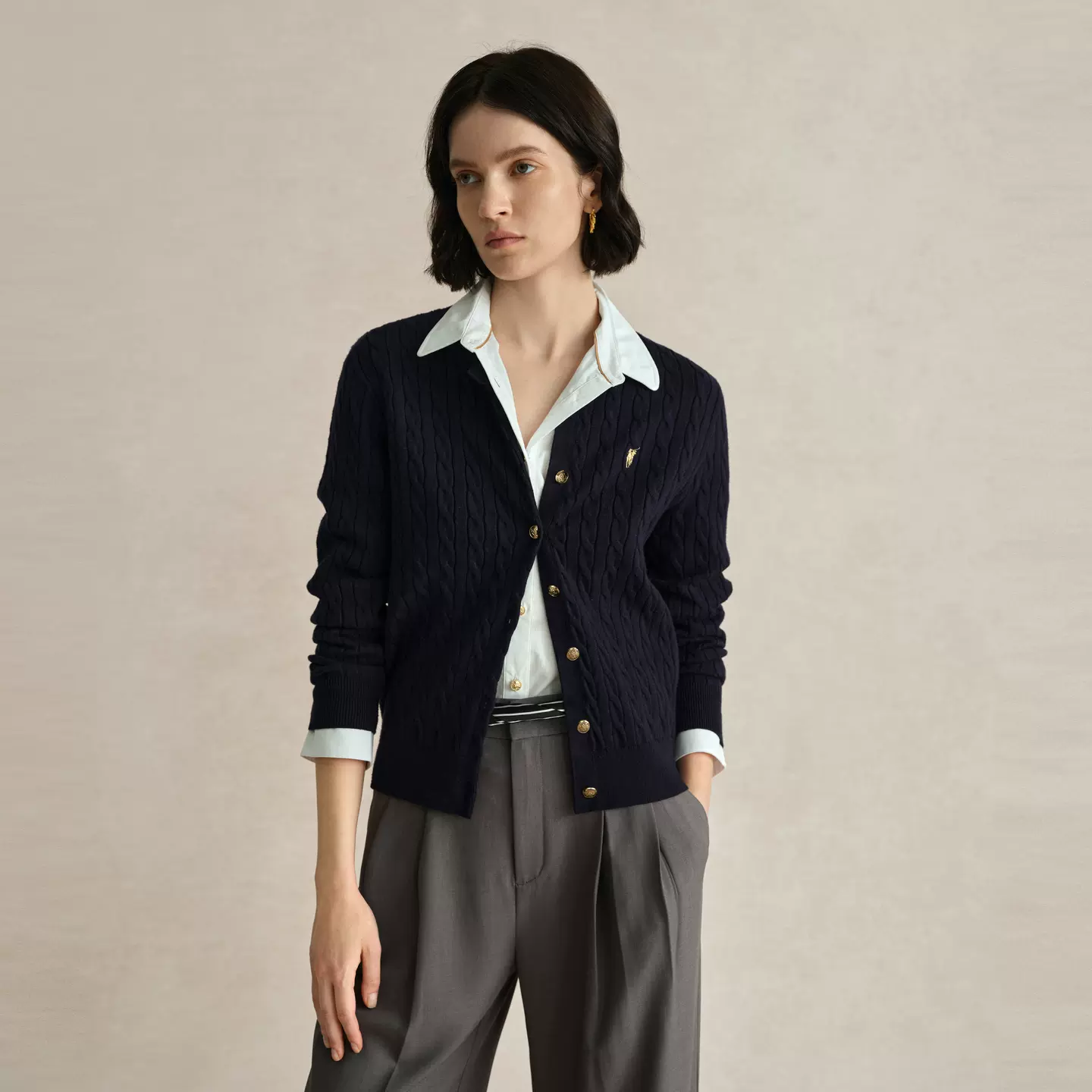 针织开衫外套25春秋新款女装老钱风外搭休闲绞花毛衣外套