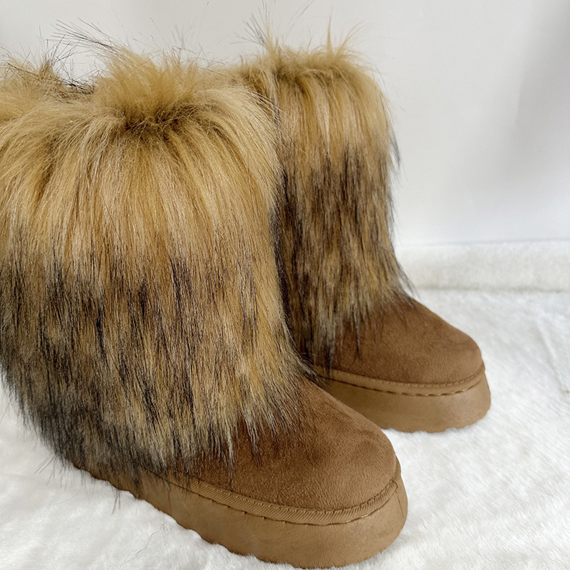 2024 botas de lana de tacones altos, zapatos de invierno para mujeres, botas de nieve de lana de alto perfil