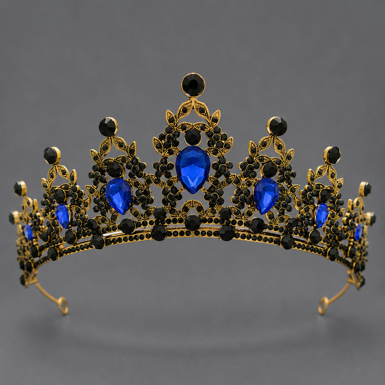 Corona de aleación con diamantes de colores retro, tocado nupcial de lujo ligero, para vestido de novia, vestido de noche, corona para desfile de moda, venta al por mayor directa de fábrica. image 10