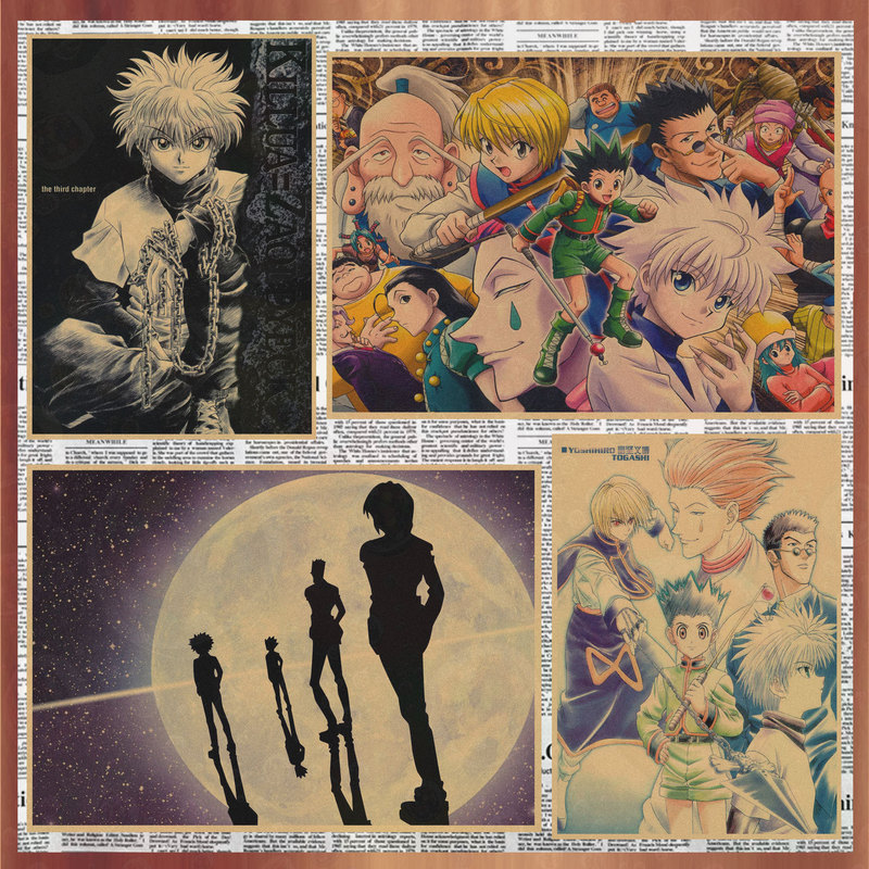 Japanese Animation Full-time Hunter Animation Poster Bar Cafe Retro Kraft Paper Decoration Wall Painting Mural 290