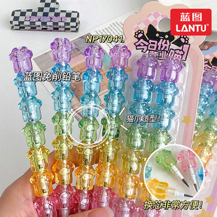 Blueprint Cat Claw Egg Pen Cartoon Cute Girl No-sharpening Pencil Primary School Students Continuous Core HB Pencil Can Change Core