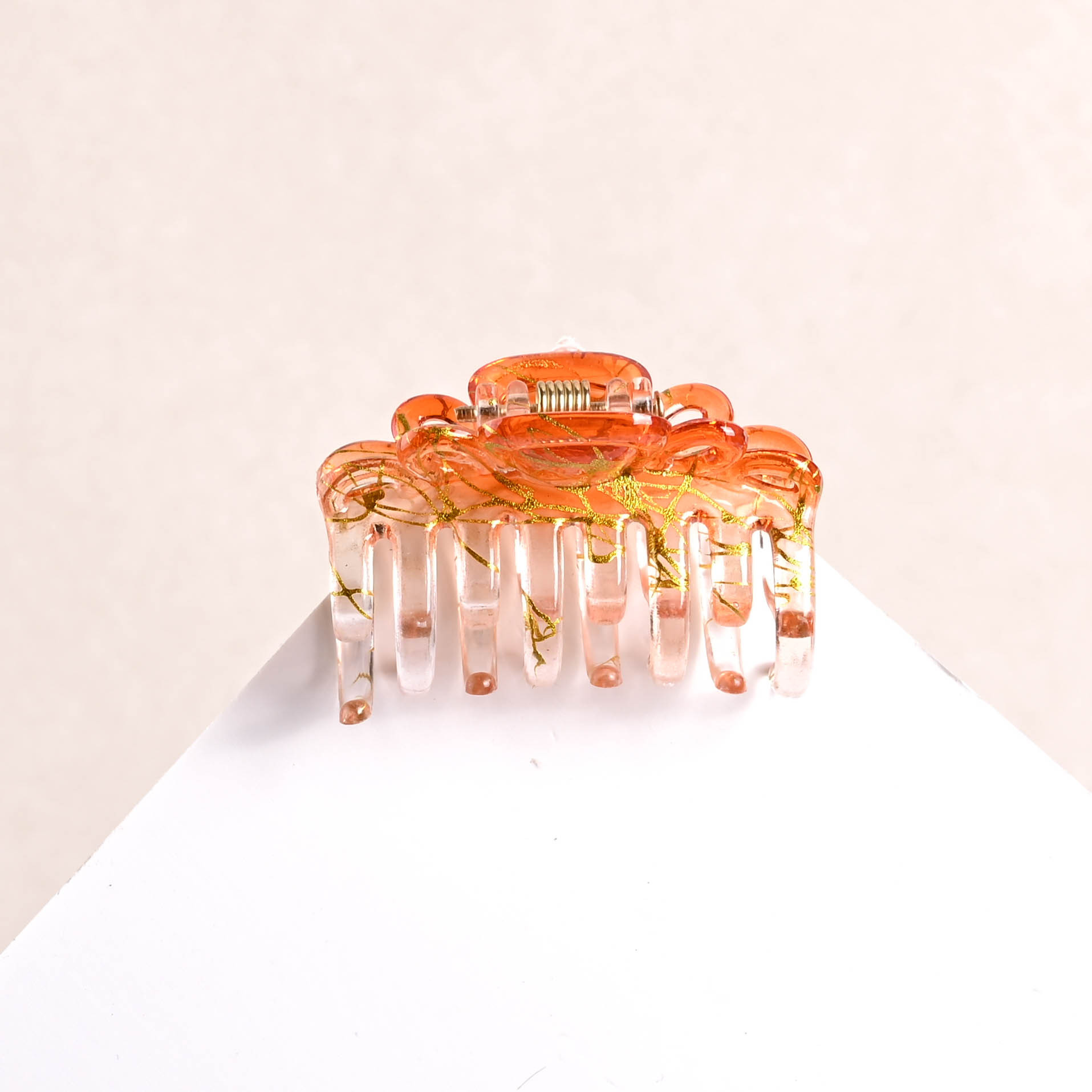 4.5cm Medium-sized Clip With Graffiti Lines And Lace, Double-row Teeth Claw Clip, Colorful Hair Accessory For Back Of_voghion.com