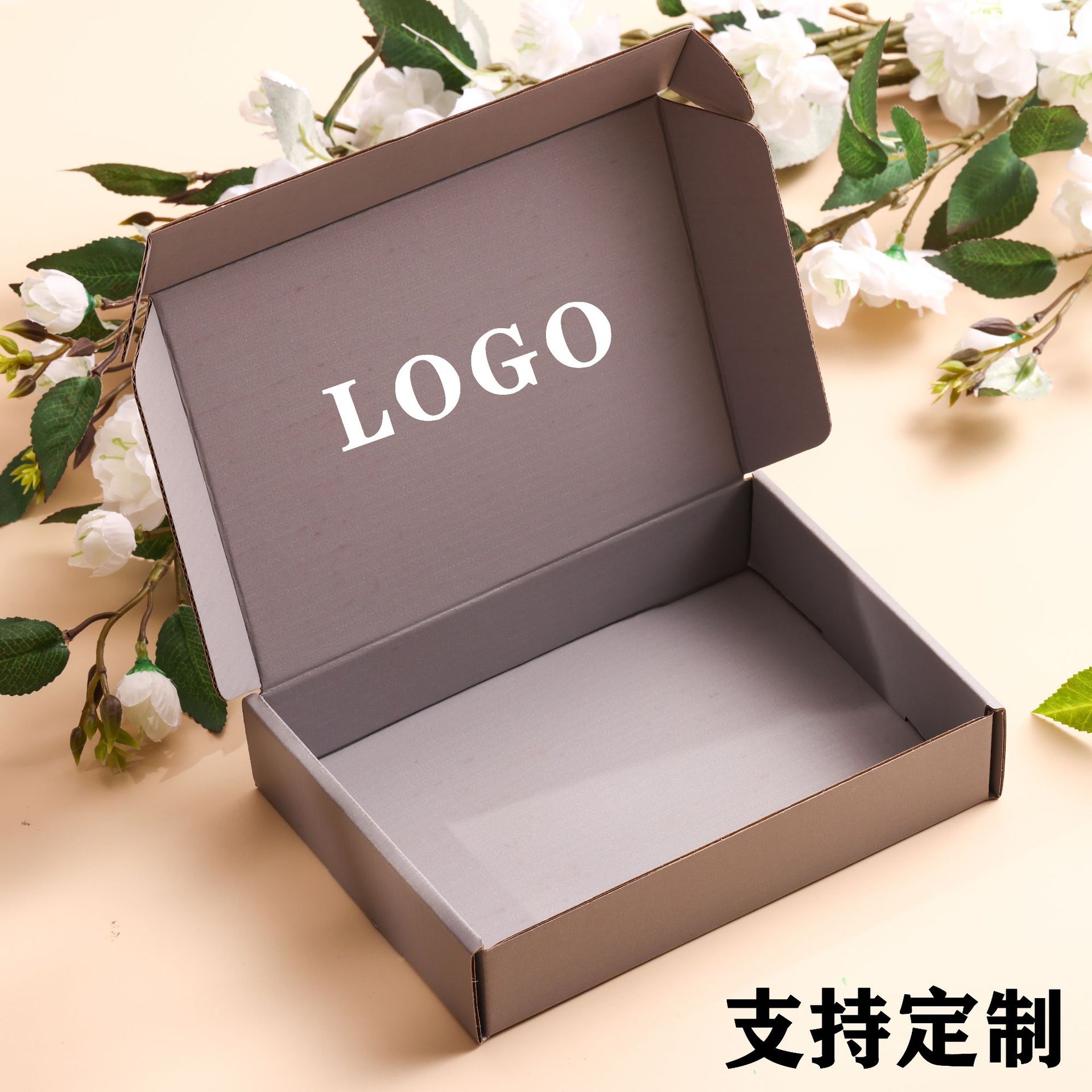 高级灰色飞机盒快递盒包装盒子瓦楞正方形特硬彩色高档飞机盒批发